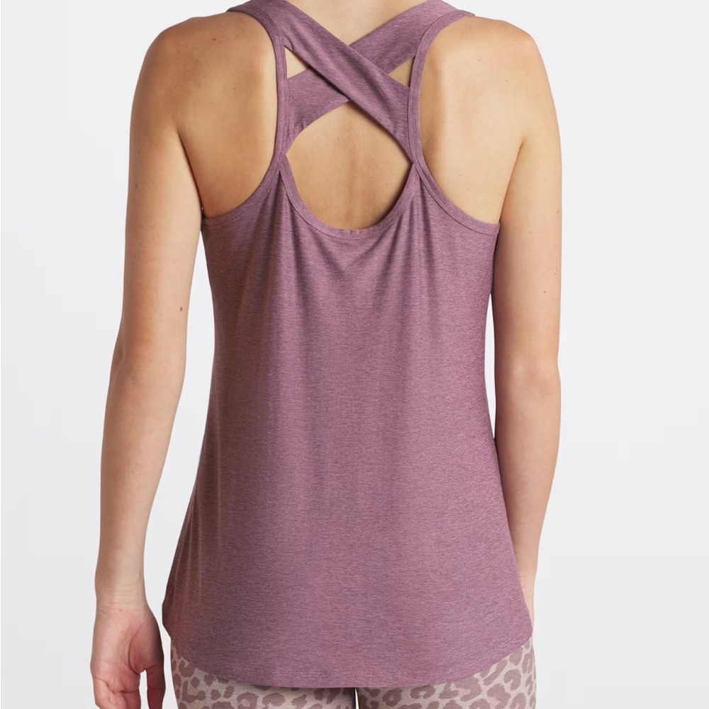 We Wander WeFlex Dark Purple Crossover Cut-Out Tank Top Size Medium - Picture 14 of 16